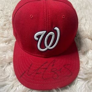 Men’s Baseball Signed Red Nationals Hat 7 1/8